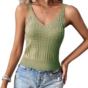 Small nwot Gorgeous olive green tank top with V-Cut in back and low cut in front